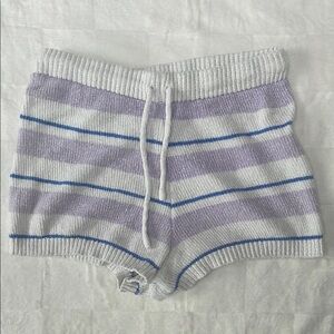 Colsie Striped Knit Shorts in White and Purple